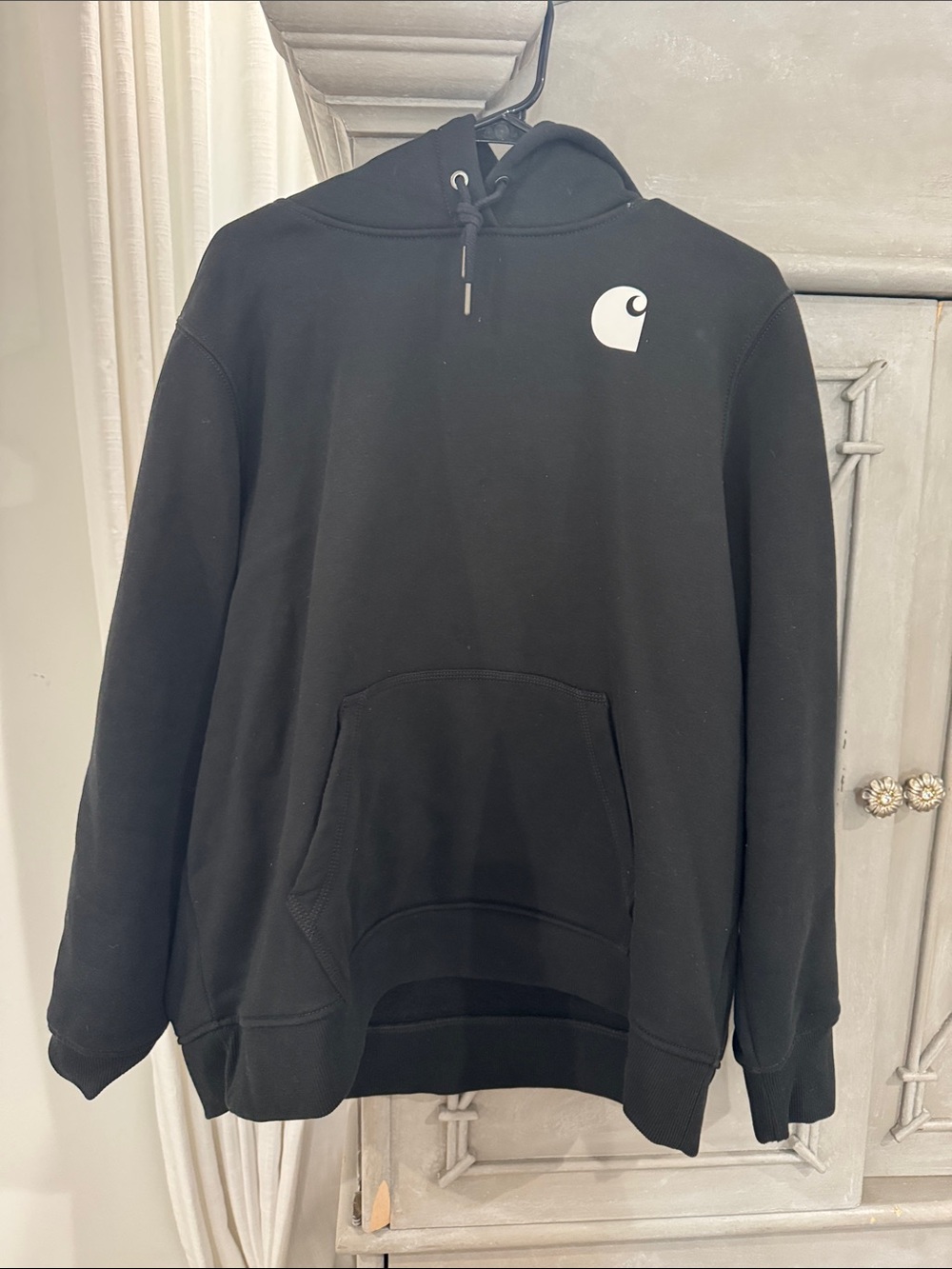 Carhartt Black Crewneck Hoodie with White Logo - Men's Pullover